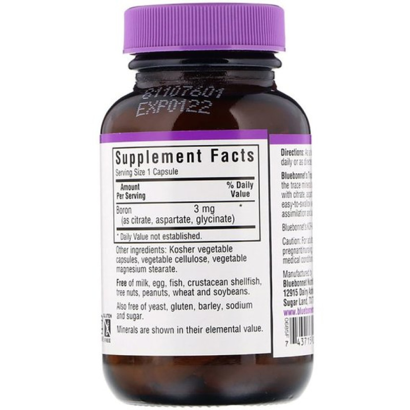 Микроэлемент Бор Bluebonnet Nutrition Triple Boron 3 mg 90 Veg Caps BLB0685
