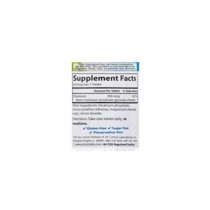 Мікроелемент Хром Carlson Labs Chelated Chromium 200 mcg 300 Tabs