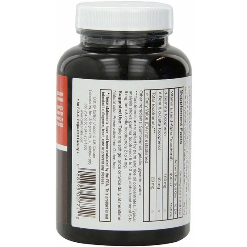 Вітамін E Carlson Labs E-Gems Elite 400 IU 60 Soft Gels