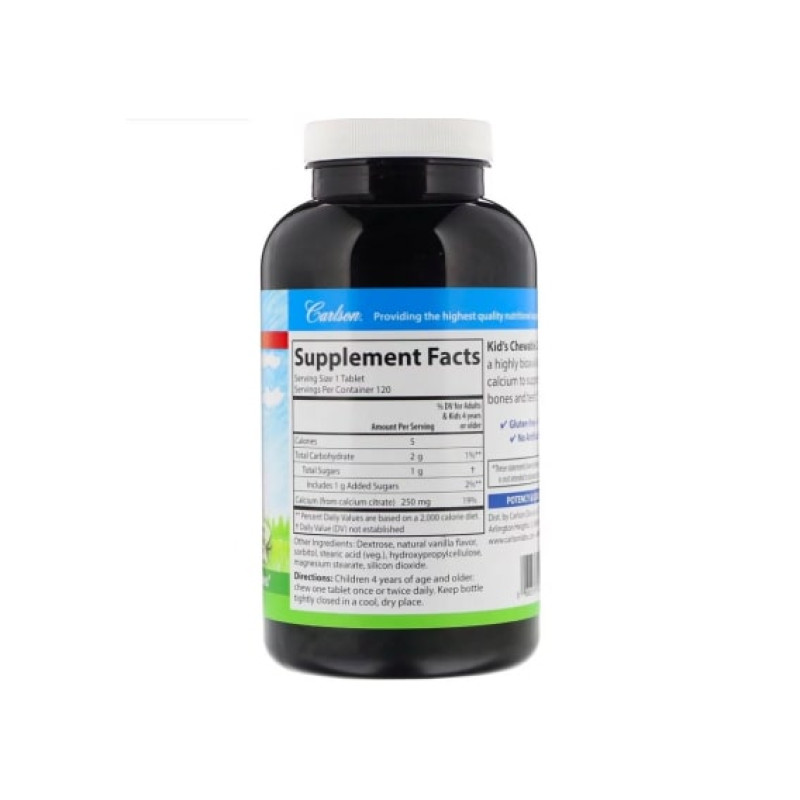 Мікроелемент Кальцій Carlson Labs Kid's Chewable Calcium 60 Tabs Vanilla