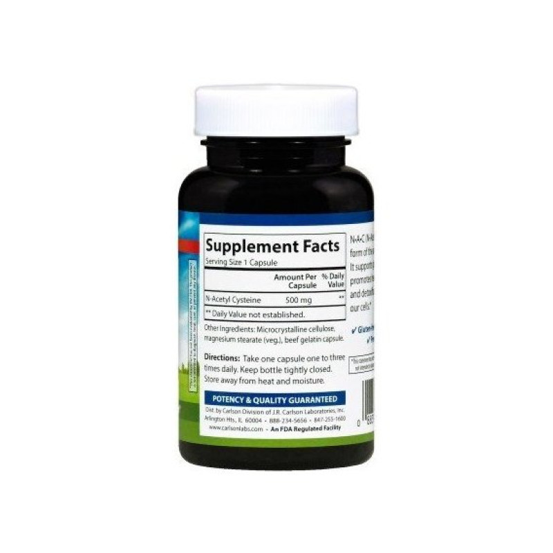 Ацетилцистеин Carlson Labs N-A-C 500 mg 60 Caps