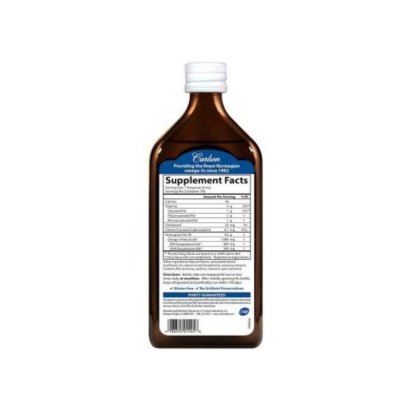 Омега 3 Carlson Labs Norwegian The Very Finest Fish Oil 6.7 fl oz 200 ml Natural Lemon Flavor