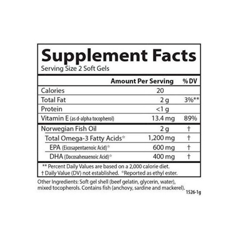 Омега 3 Carlson Labs Super Omega-3 Gems 1200 mg 250 Soft Gels