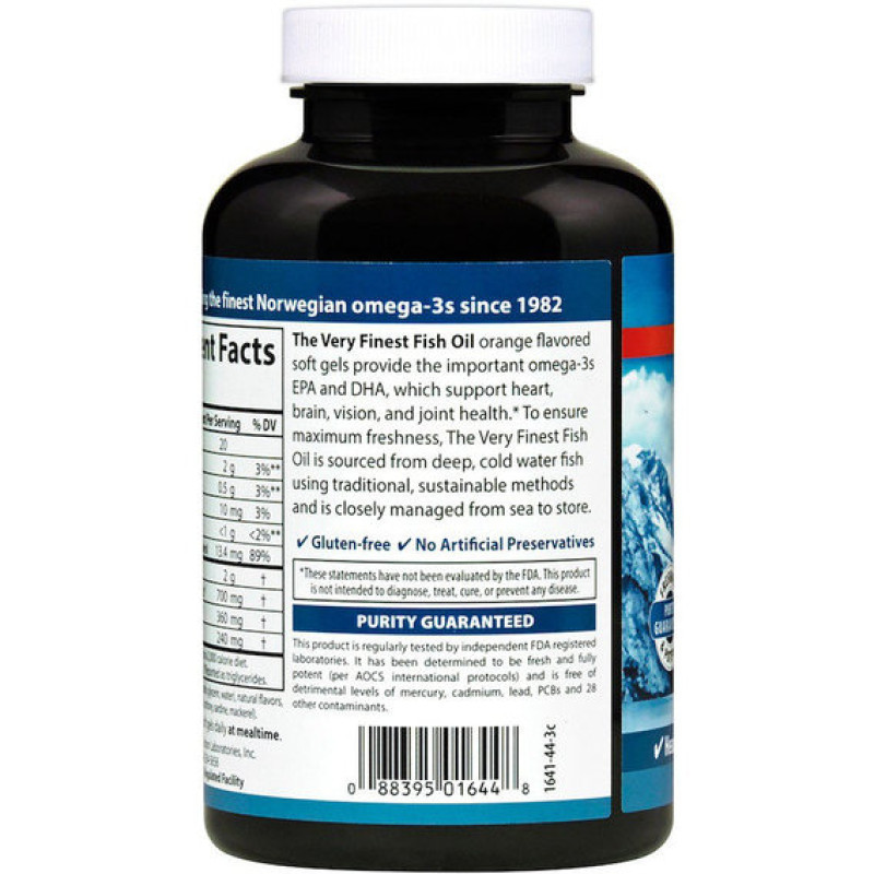 Омега 3 Carlson Labs The Very Finest 120+30 Soft Gels Orange