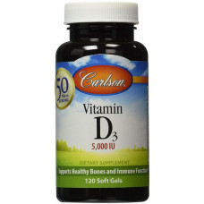 Вітамін D Carlson Labs Vitamin D3 5000 IU 120 Soft Gels CAR-14110