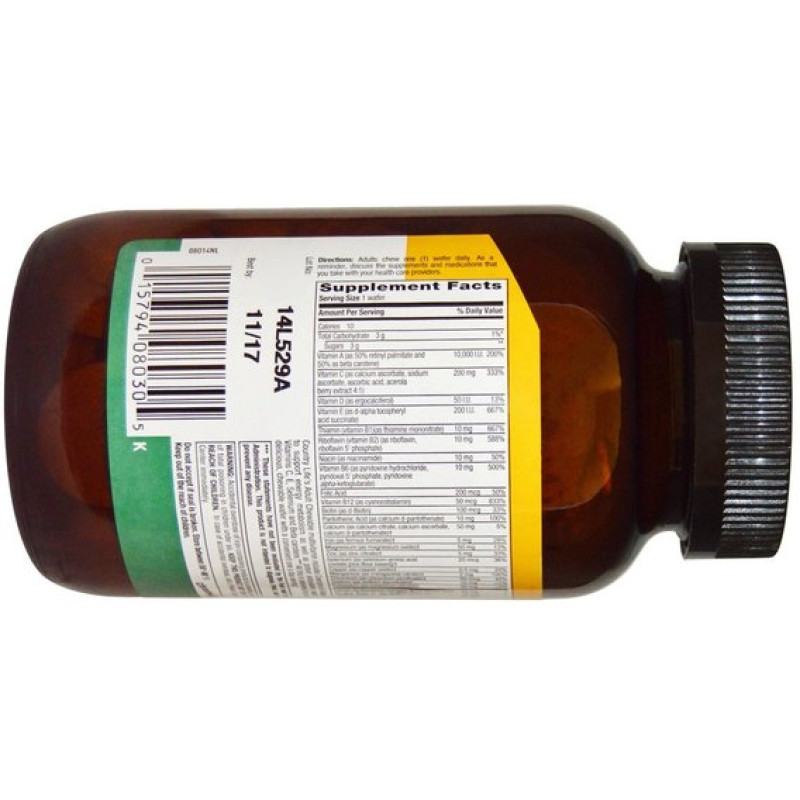 Витаминно-минеральный комплекс Country Life Adult Multi 60 Wafers Pineapple Orange