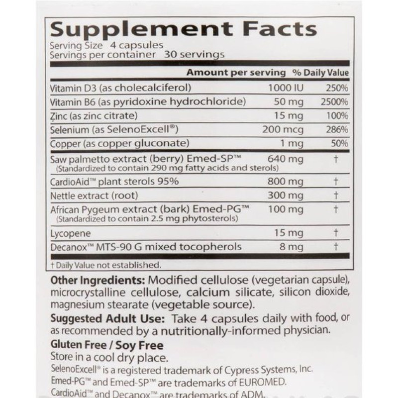 Комплекс для здоров'я передміхурової залози Doctor's Best Comprehensive Prostate Formula 120 Veg Caps