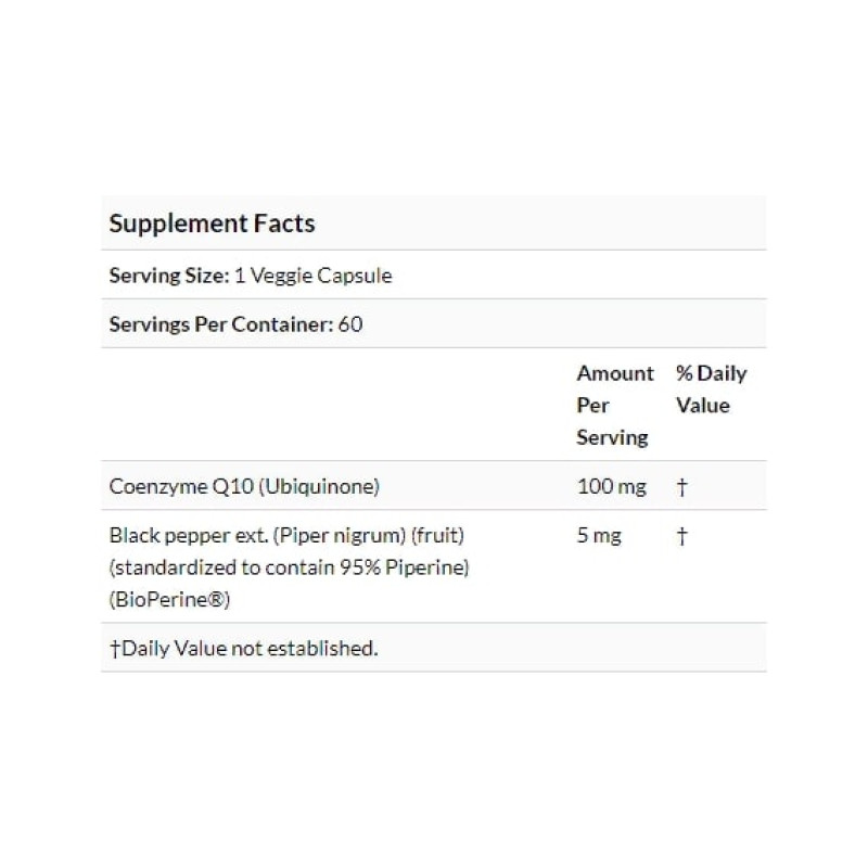 Коэнзим Doctor's Best High Absorption CoQ10 with BioPerine 100 mg 60 Veg Caps DRB-00069