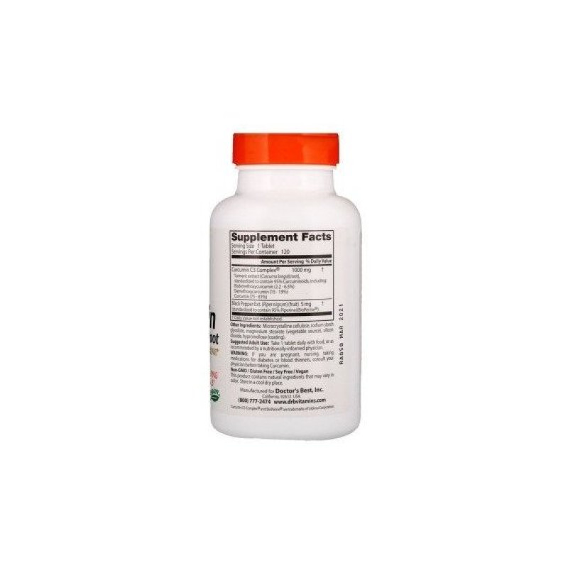 Куркума Doctor's Best High Absorption Curcumin with C3 Complex and BioPerine 1000 mg 120 Tabs