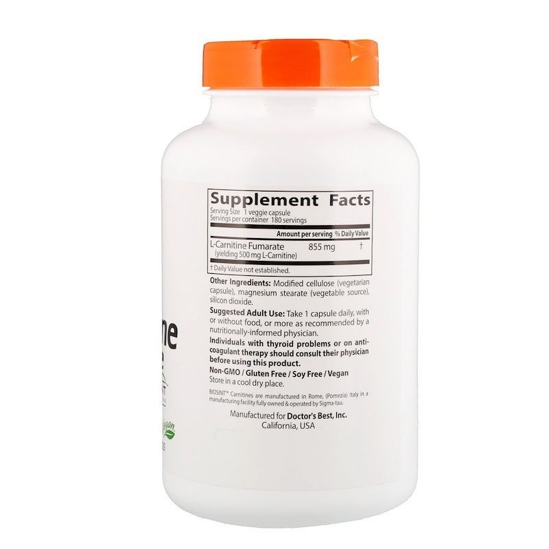 Карнитин Doctor's Best L-Carnitine Fumarate 855 mg 60 Veg Caps