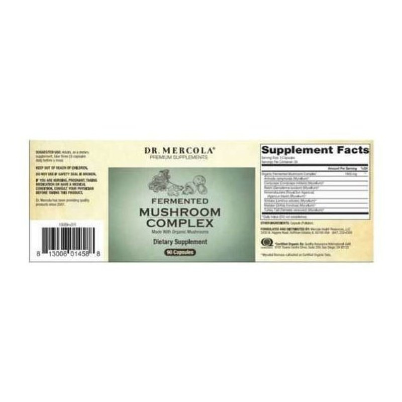 Грибной комплекс Dr. Mercola Fermented Mushroom Complex 90 Caps