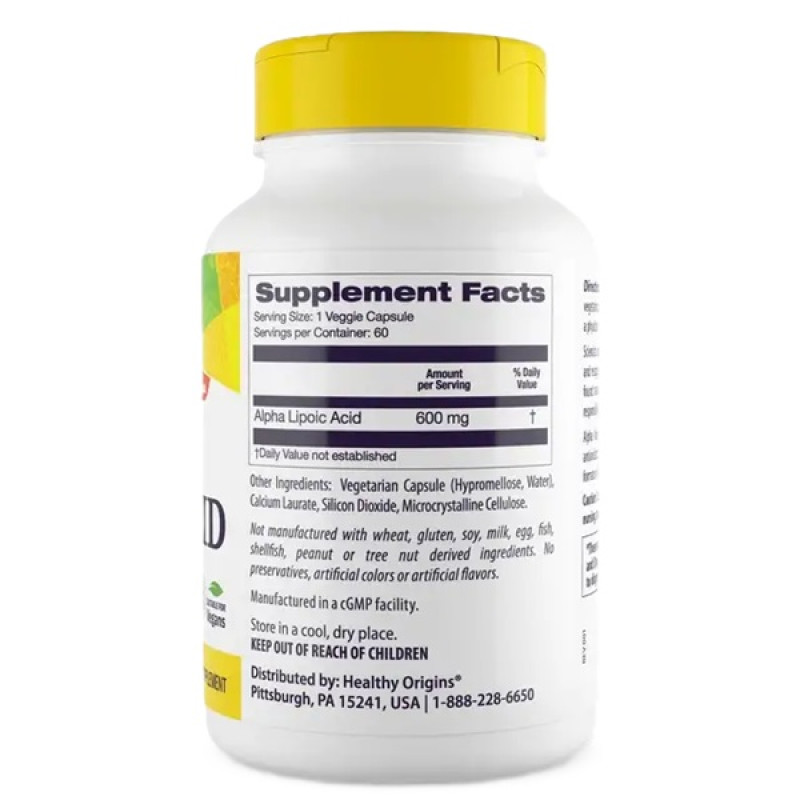 Альфа-липоевая кислота Healthy Origins Alpha Lipoic Acid 600 mg 60 Caps
