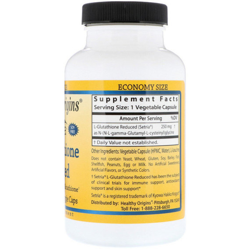 Глутатион Healthy Origins L-Glutathione Setria 250 mg 150 Caps HOG-41334