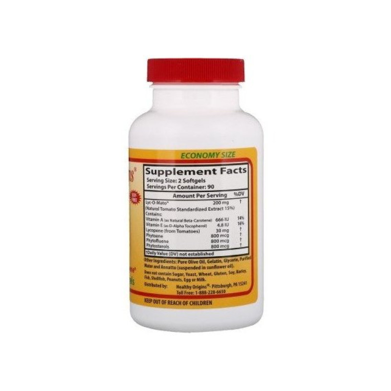 Ликопин Healthy Origins Lyc-O-Mato Tomato Lycopene 15 mg 180 Softgels