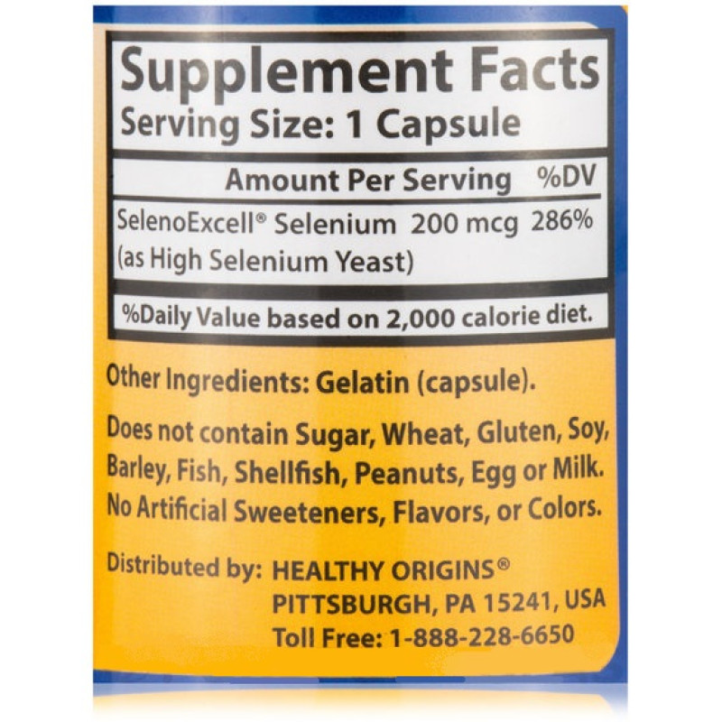 Селен Healthy Origins Seleno Excell Selenium 200 mcg 180 Caps