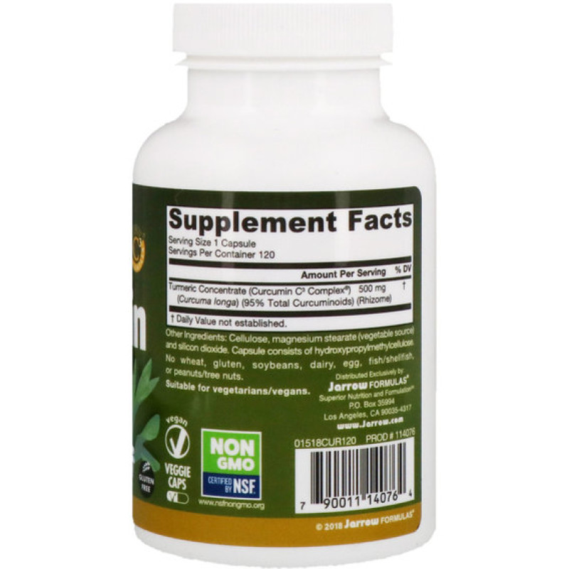 Куркума Jarrow Formulas Curcumin 95 500 mg 120 Veg Caps