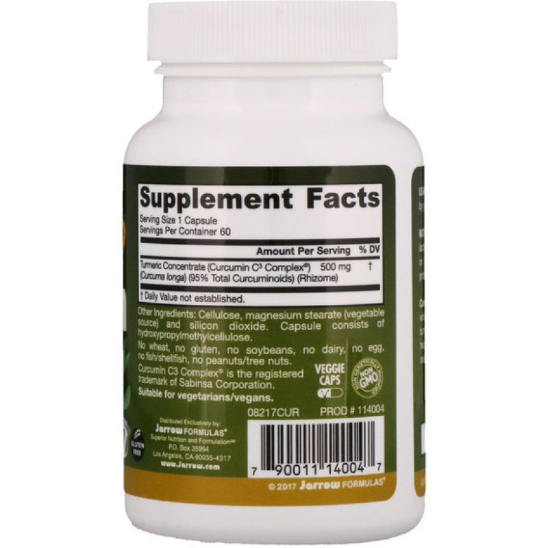 Куркума Jarrow Formulas Curcumin 95 500 mg 60 Veg Caps JRW-14004
