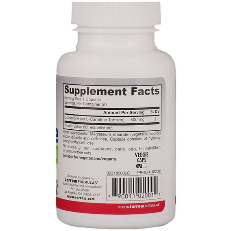 Карнитин Jarrow Formulas L-Carnitine 500 mg 50 Veg Caps JRW02001
