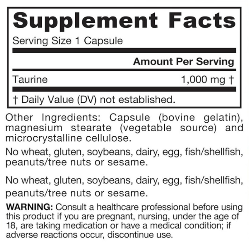Таурин Jarrow Formulas Taurine 1000 mg 100 Caps JRW-15020