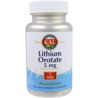 Мікроелемент Літій KAL Lithium Orotate 5 mg 60 Veg Caps CAL-38038