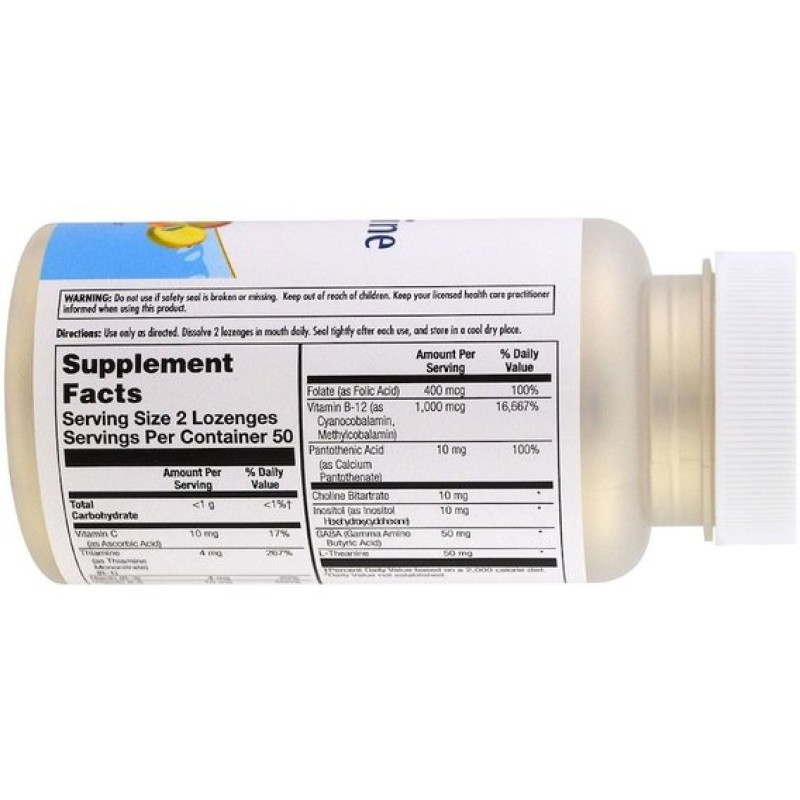 Аминокомплекс KAL GABA L-Theanine Stress B Lozenge 100 Lozenges Natural Mango Tangerine Flavor CAL-27691