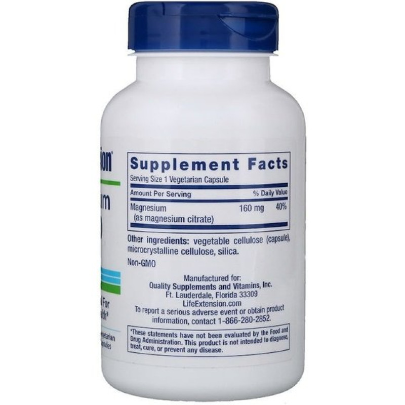 Мікроелемент Магній Life Extension Magnesium (Citrate) 160 mg 100 Veg Caps