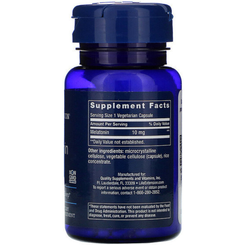 Мелатонін для сну Life Extension Melatonin 10 mg 60 Veg Caps LEX-33106