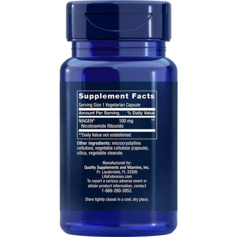 Ніацін Life Extension NAD+ Cell Regenerator, Nicotinamide Riboside 300 mg 30 Veg Caps LEX-23443