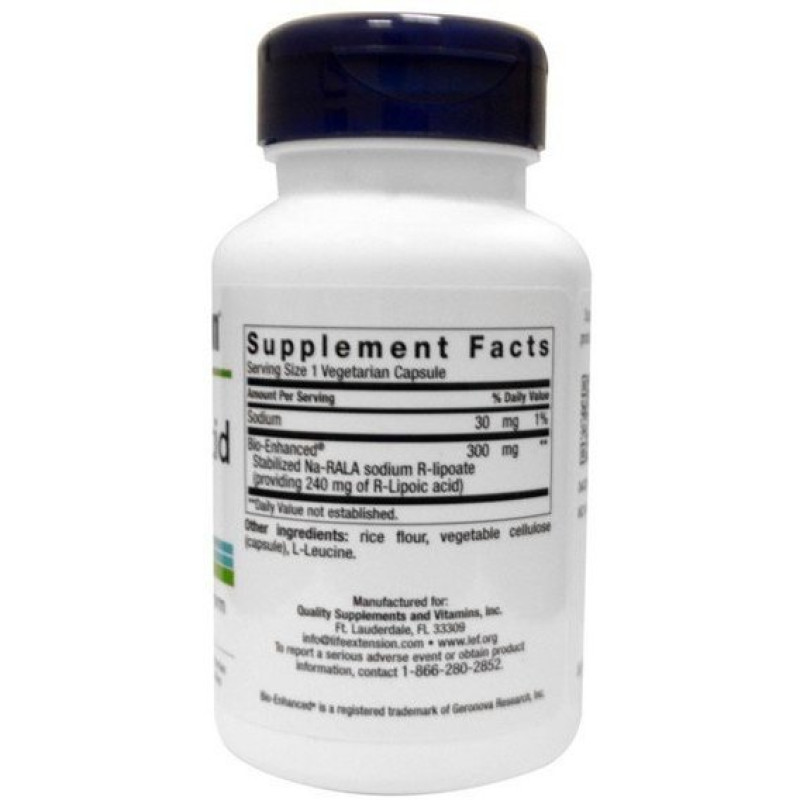 Альфа-липоевая кислота Life Extension Super R-Lipoic Acid 240 mg 60 Veg Caps
