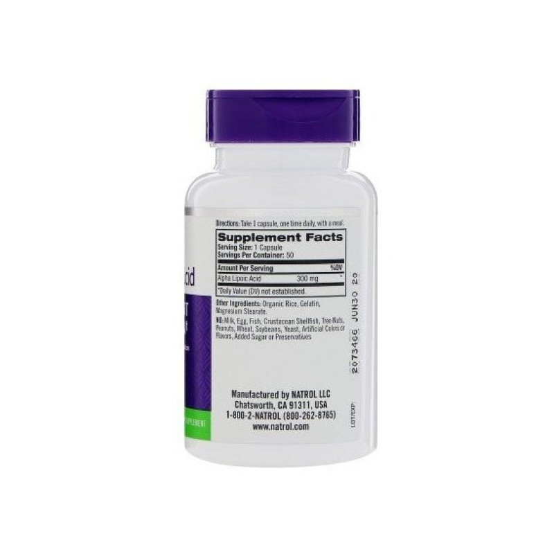 Альфа-липоевая кислота Natrol Alpha Lipoic Acid 300 mg 50 Caps