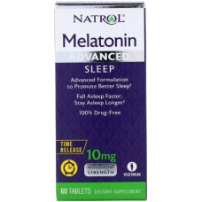 Мелатонін для сну Natrol Melatonin Advanced Sleep, Time Release, Maximum Strength 10 mg 60 Tabs NTL-05964
