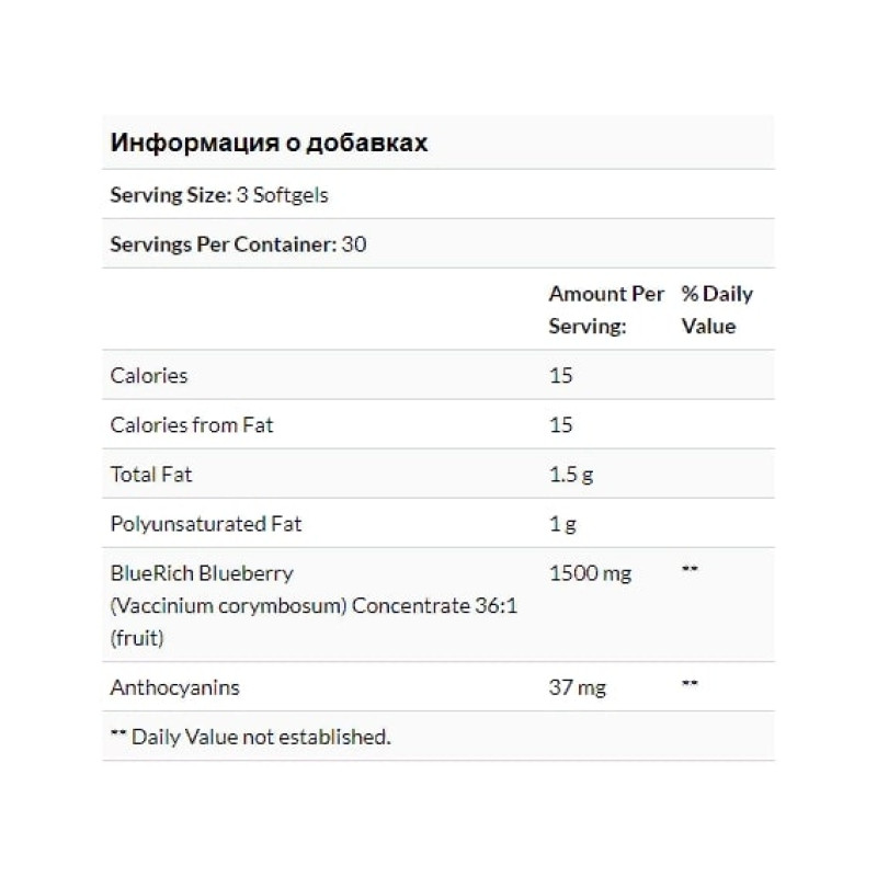 Комплекс для профілактики зору Natural Factors BlueRich, Super Strength, Blueberry Concentrate 500 mg 90 Softgels NFS04516