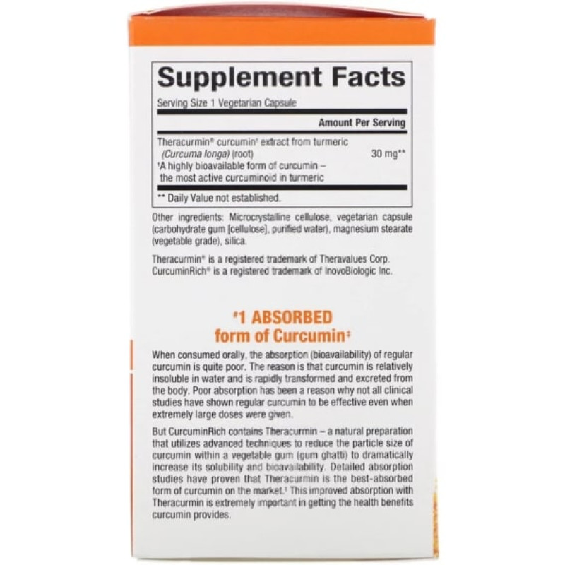 Куркума Natural Factors CurcuminRich Theracurmin 60 Veg Caps NFS-04538