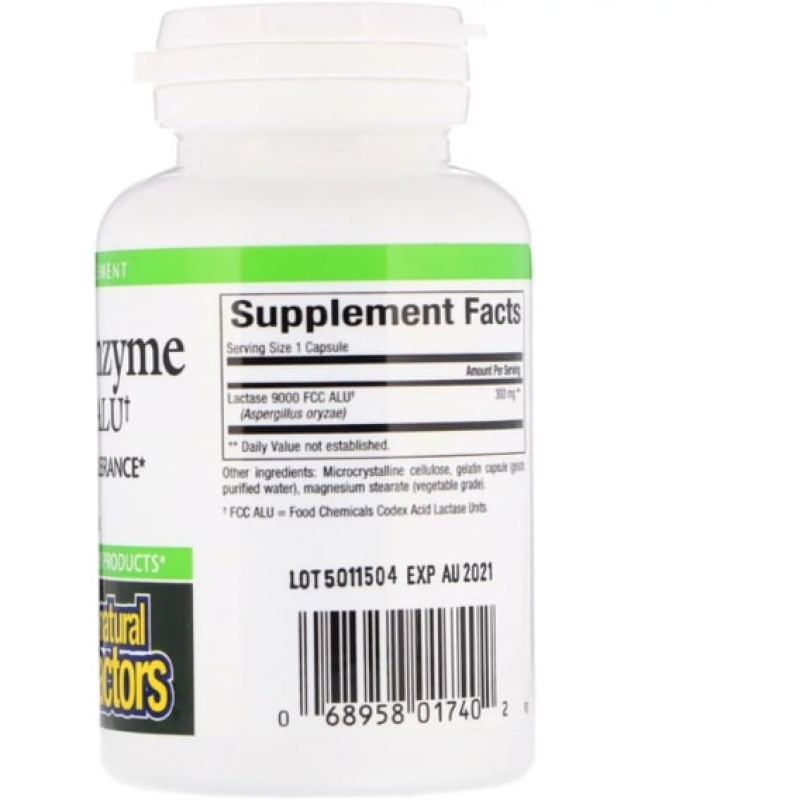 Лактаза Natural Factors Lactase Enzyme 9000 FCC ALU 60 Caps NFS-01740