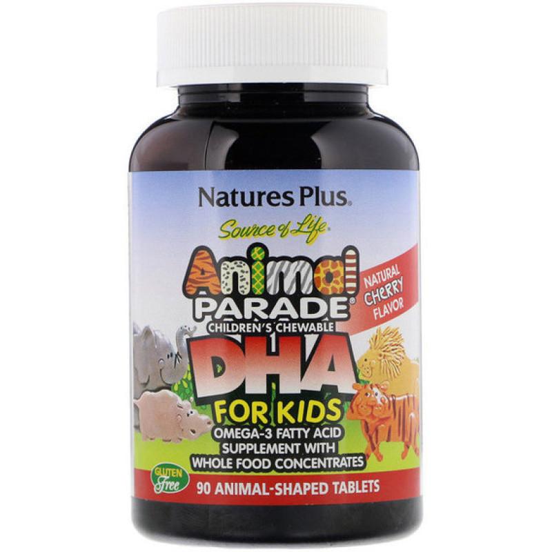 Омега 3 Nature's Plus Animal Parade, DHA for Kids 90 Animal-Shaped Chewables Natural Cherry Flavor NAP-29999