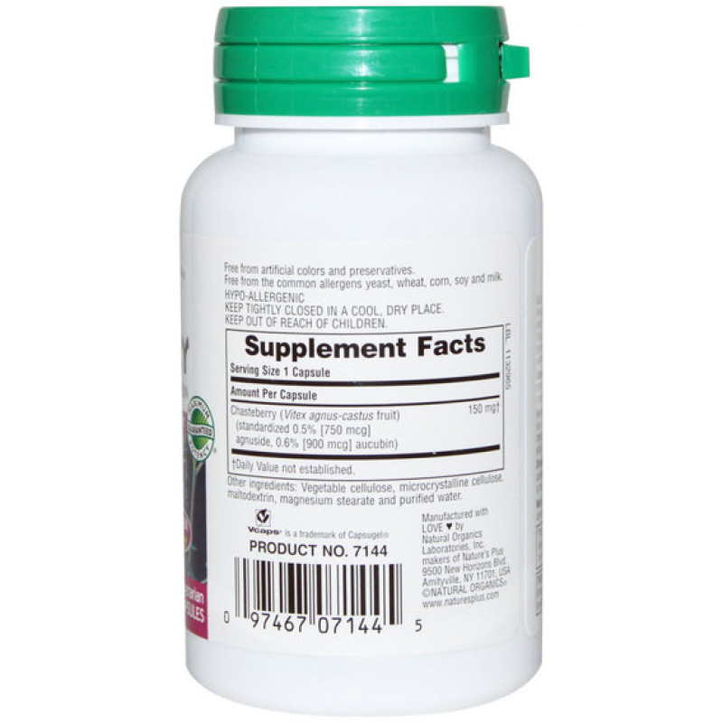 Натуральная добавка для иммунитета Nature's Plus Herbal Actives, Chasteberry 150 mg 60 Caps