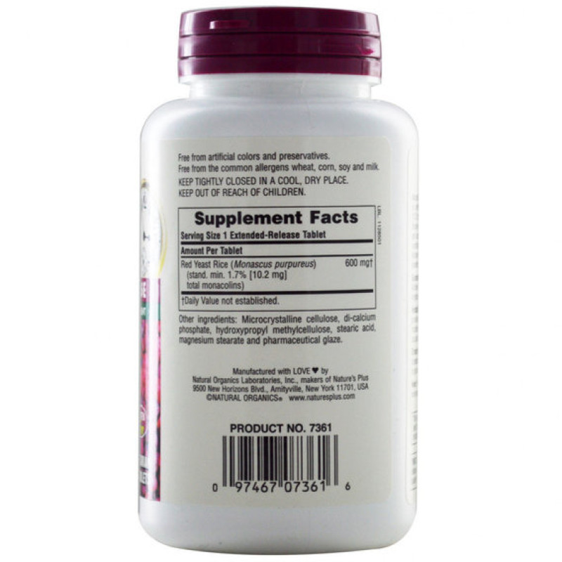 Червоний рис Nature's Plus Herbal Actives, Red Yeast Rice 600 mg 30 Tabs