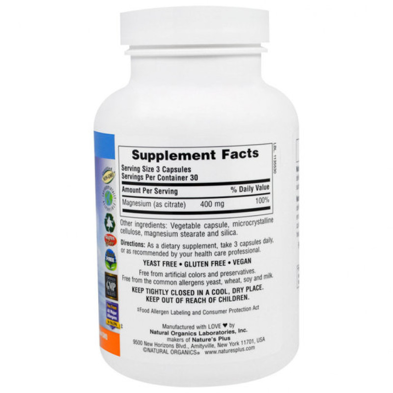 Мікроелемент Магній Nature's Plus KalmAssure Magnesium 400 mg 90 Veg Caps
