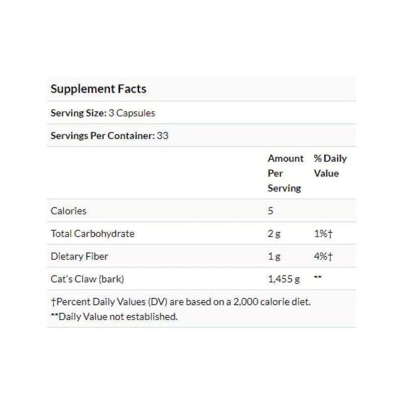 Котячий кіготь Nature's Way Cat's Claw Bark 1455 mg 100 Veg Caps NWY11450