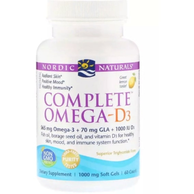 Омега 3 Nordic Naturals Complete Омега-D3 1000 mg 60 Softgels Lemon Flavor NOR01778