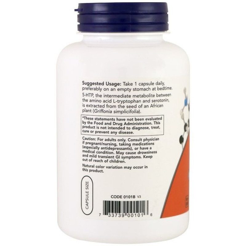 Триптофан NOW Foods 5-HTP 50 mg 180 Veg Caps NOW-00101