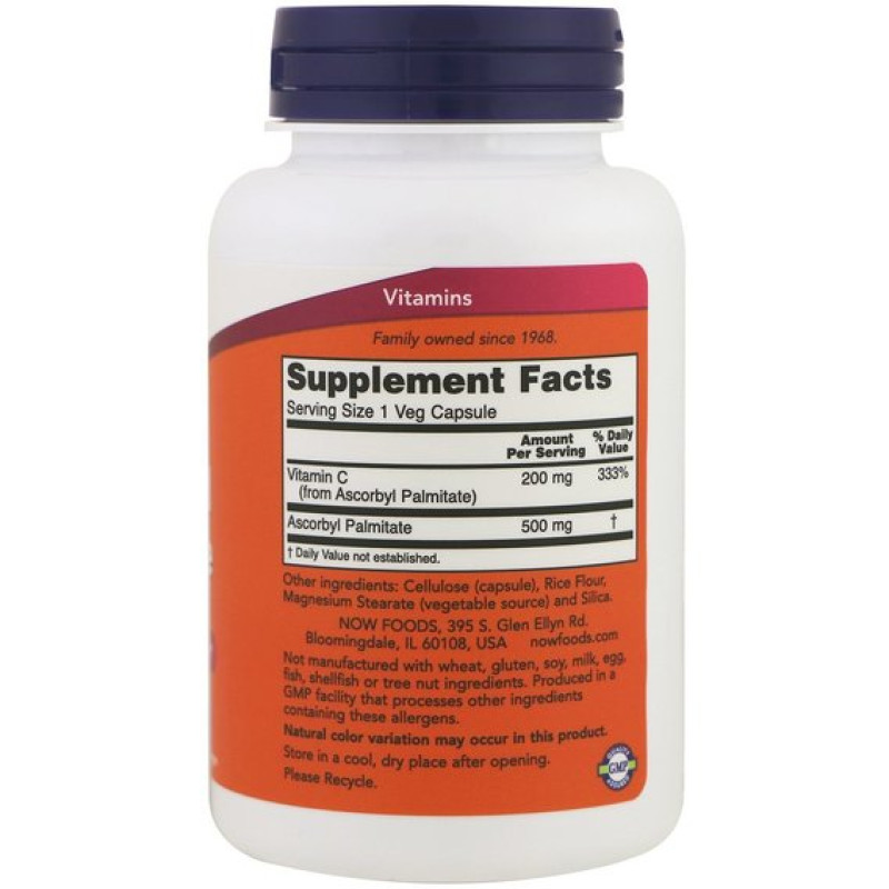Вітамін C NOW Foods Ascorbyl Palmitate 500 mg 100 Veg Caps