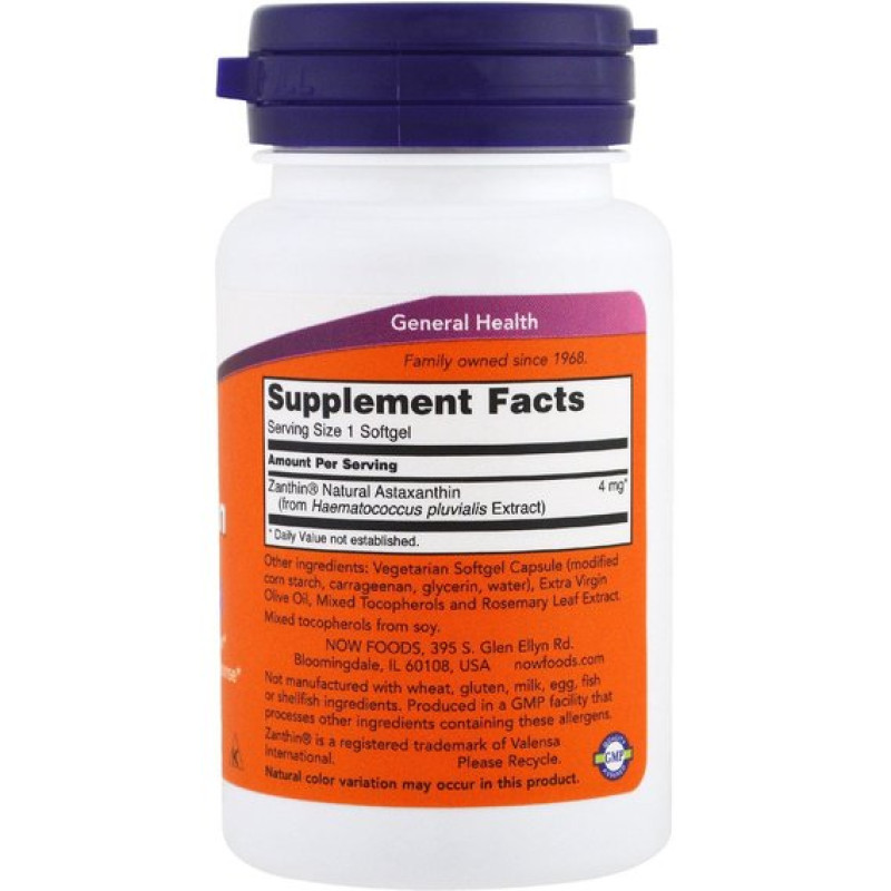 Астаксантин NOW Foods Astaxanthin 4 mg 60 Veg Caps
