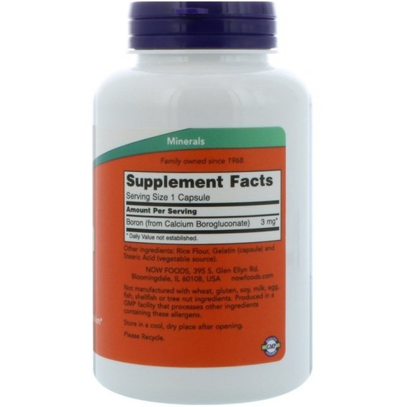 Микроэлемент Бор NOW Foods Boron 3 mg 250 Caps