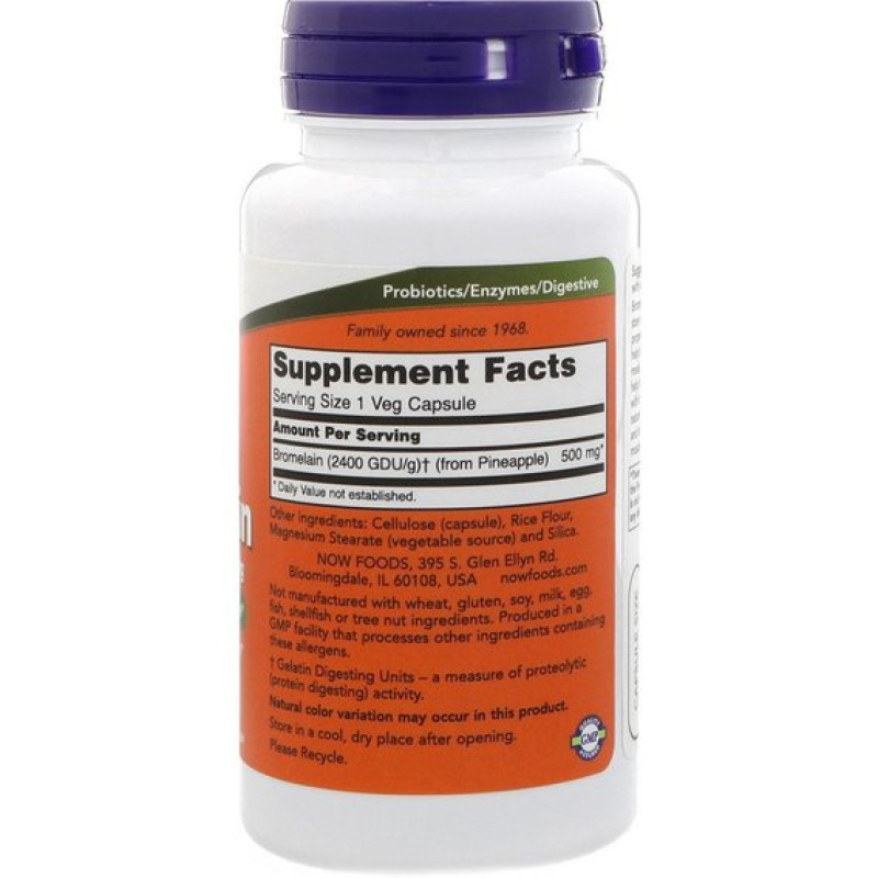 Бромелайн NOW Foods Bromelain 500 mg 120 Veg Caps