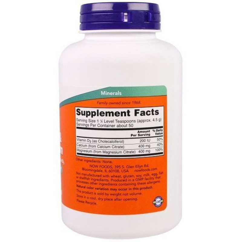 Мікроелемент Кальцій NOW Foods CAL/MAG CITRATE POWDER 8 OZ 227 g /50 servings/