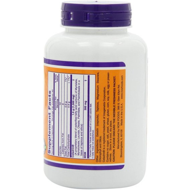 Комплекс для суглобів NOW Foods Celadrin & MSM 500 mg 120 Caps