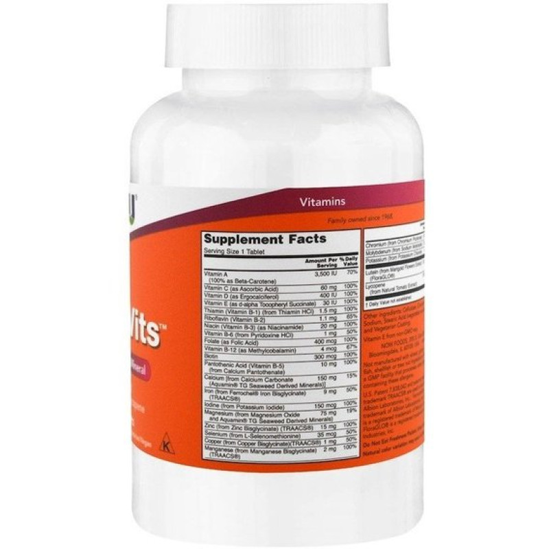 Витаминно-минеральный комплекс NOW Foods Daily Vits 100 Tabs