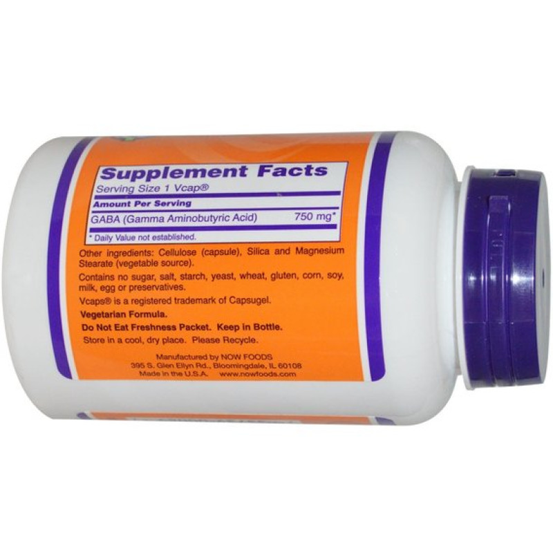 Аминокомплекс NOW Foods GABA 750 mg 100 Veg Caps