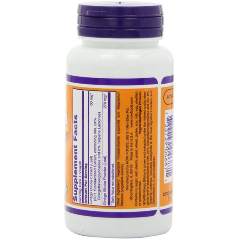 Гінкго Білоба NOW Foods Ginkgo Biloba 60 mg 120 Veg Caps
